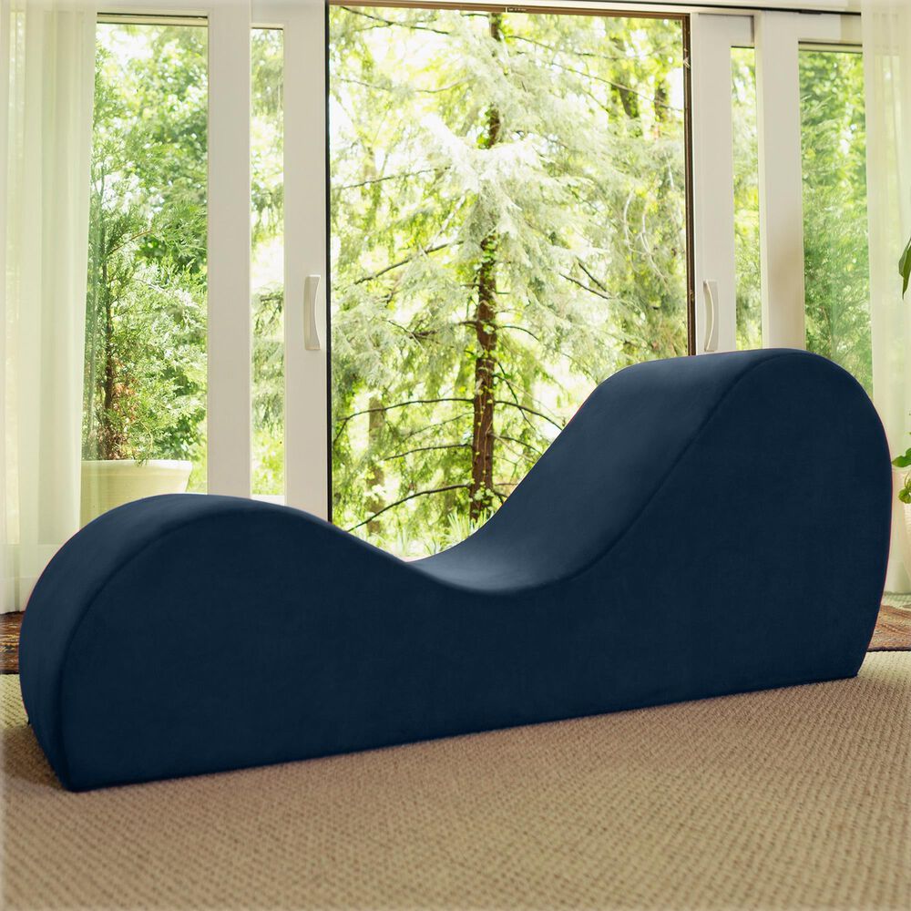 Jaxx Avana Chaise Lounge Yoga Chair in Ink Blue Velvet, , large
