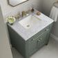 James Martin Vanities Chicago 30" Single Bathroom Vanity in Smokey Celadon with 3 cm Carrara White Marble Top and Rectangular Sink, , large