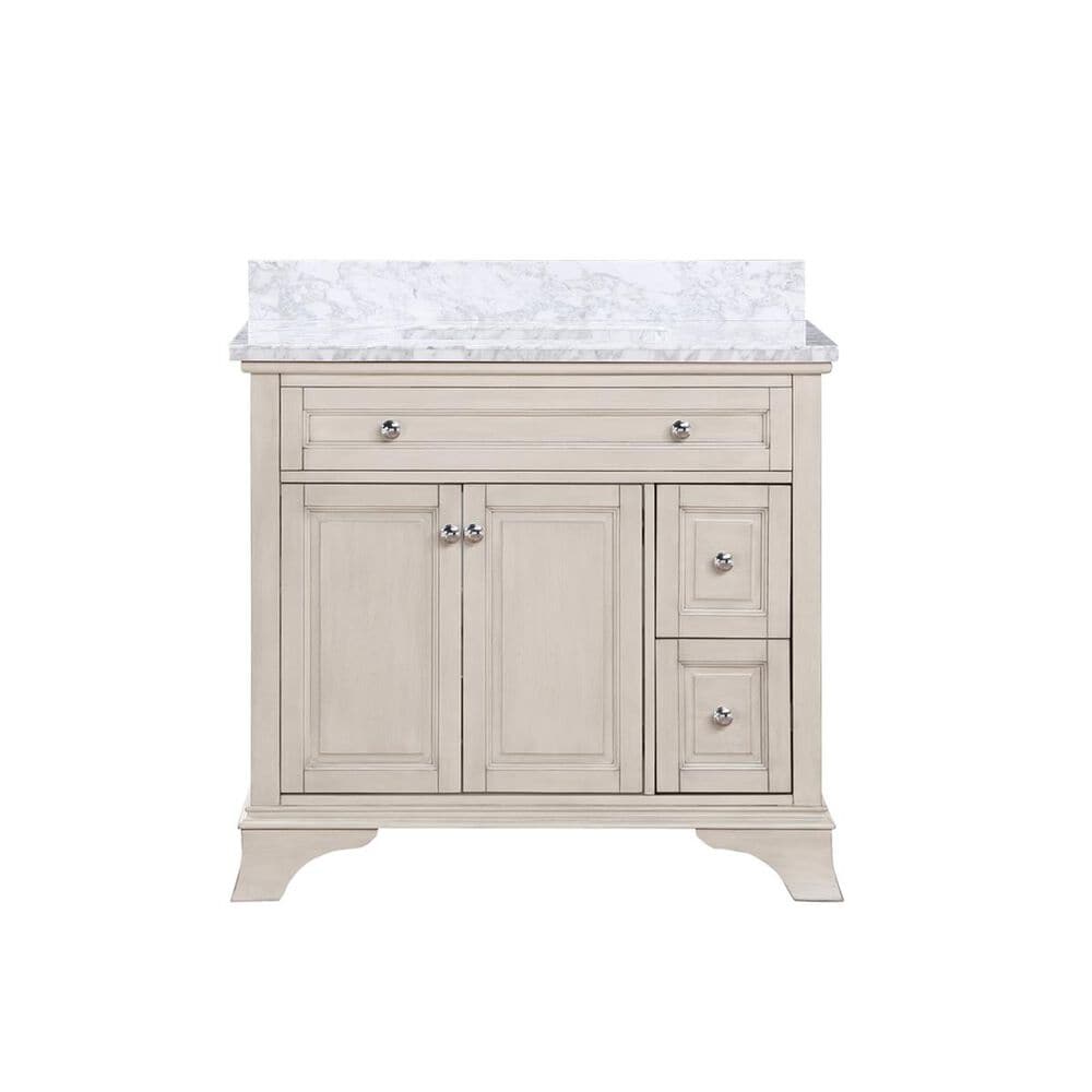 Aurafina Wainwright 36" Vanity with Top and Sink and Rustic White, , large