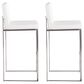 Lumisource Fuji High Back Barstool with White Faux Leather in Stainless Steel (Set of 2), , large