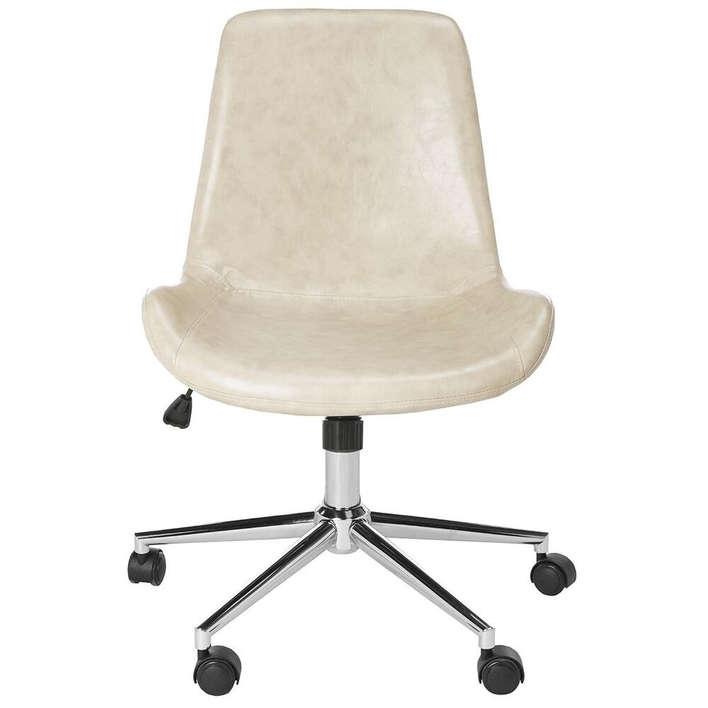 Safavieh Fletcher Swivel Office Chair in Beige/Chrome, , large
