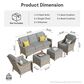 HOMLUX 5-Piece Patio Conversation Set with Two Ottomans in Dark Gray, , large