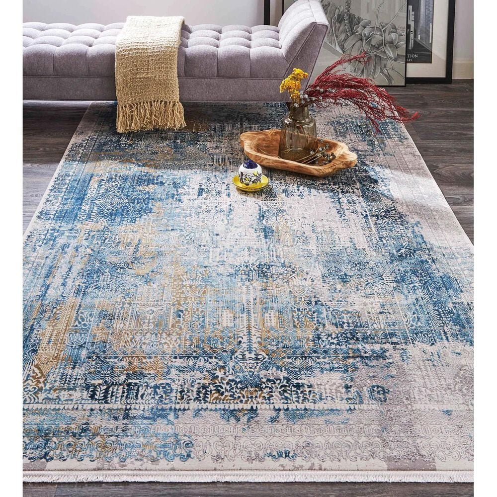 Feizy Cadiz 3890F 13&#39; x 20&#39; Blue and Gray Area Rug, , large