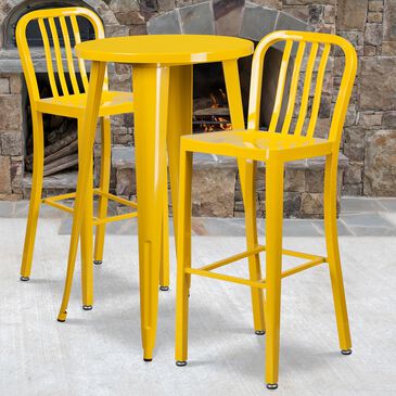 Flash Furniture 3-Piece Metal Bar Table Set in Yellow, , large