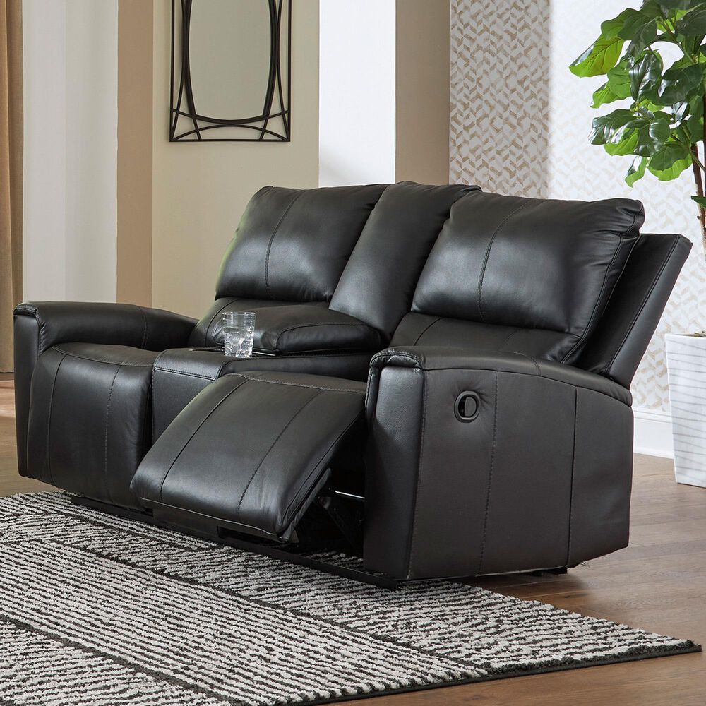 Ashley Glossmore Manual Reclining Loveseat in Black, , large