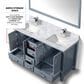 Lexora Home Jacques 60" Double Bathroom Vanity in Dark Grey with 2 cm White Carrara Marble Top and Rectangular Sinks, , large