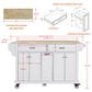 HOMLUX Kitchen Island with Rubber wood Countertop in White, , large