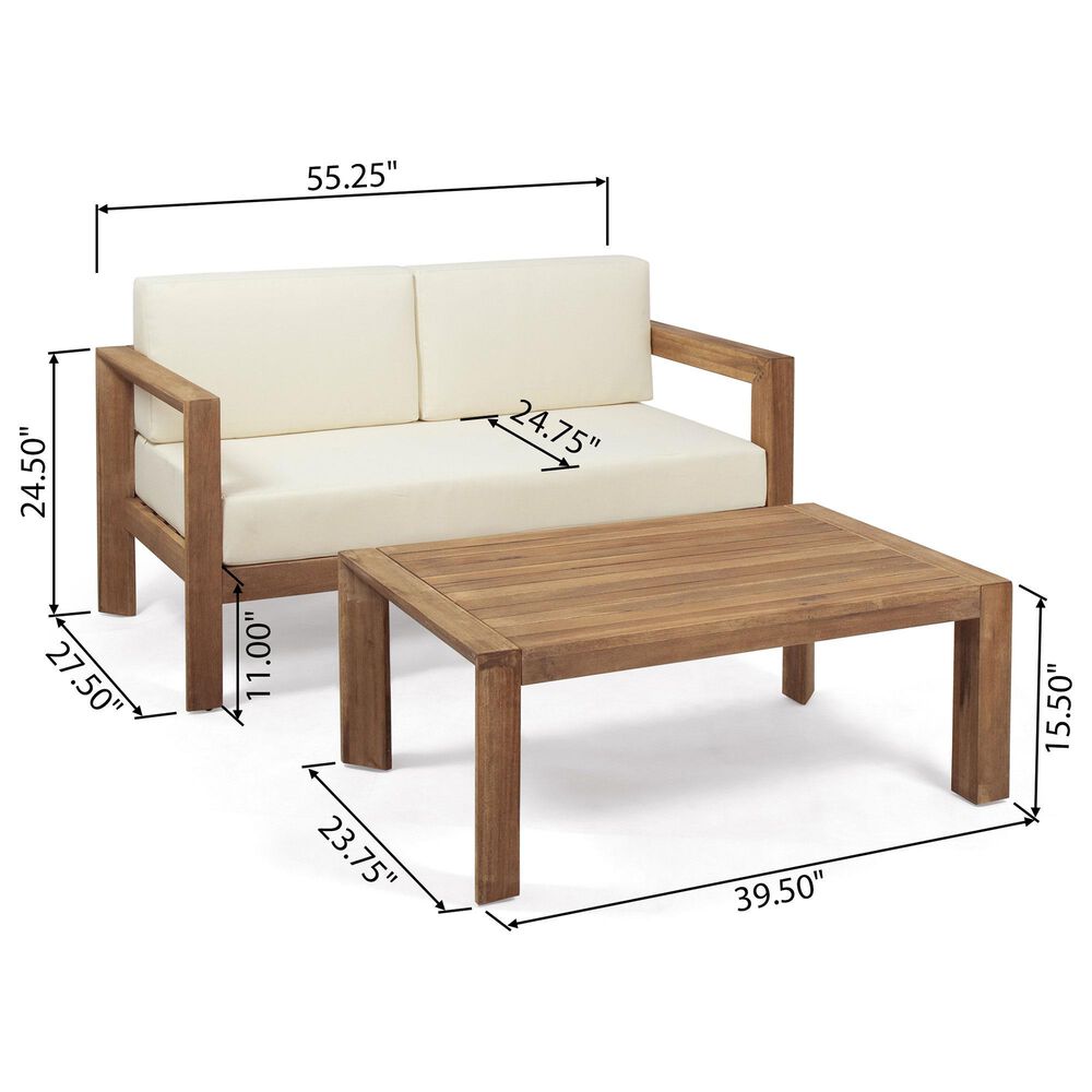 Hearth and Haven Genser 2-Piece Patio Conversation Set with Beige Cushion in Brown, , large