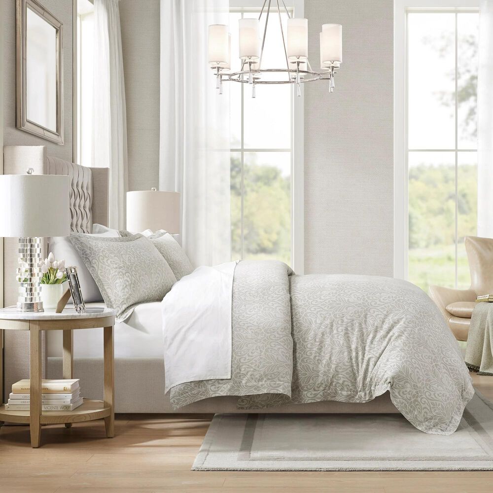 Hampton Park Bernini 3-Piece Full/Queen Duvet Set in Grey, , large