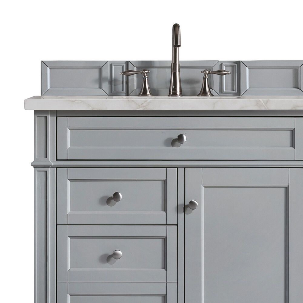 James Martin Vanities Brittany 36&quot; Single Bathroom Vanity in Urban Gray with 3 cm Victorian Silver Quartz Top and Rectangular Sink, , large