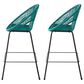 Hearth and Haven Ferrara Outdoor Faux Wicker Barstool in Teal (Set of 2), , large