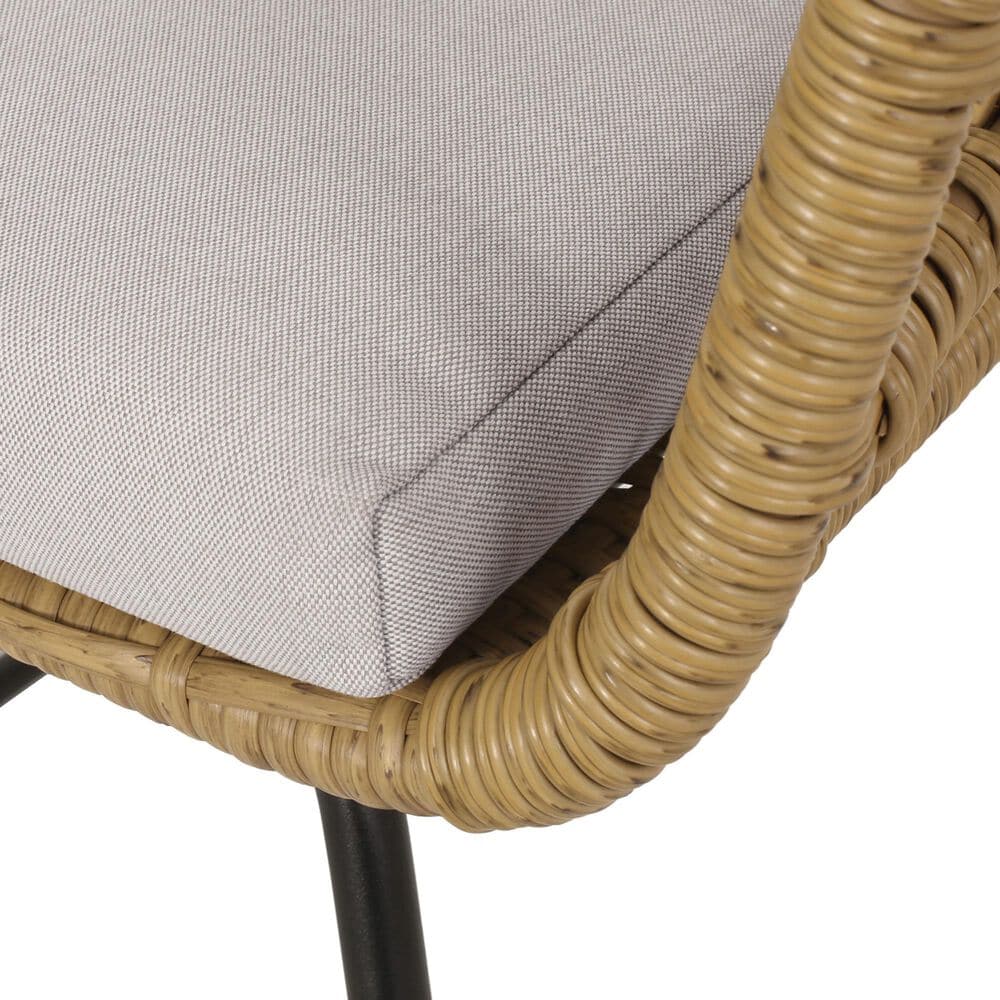 Hearth and Haven Terry Outdoor Dining Chair with Beige Cushion in Light Brown &#40;Set of 2&#41;, , large