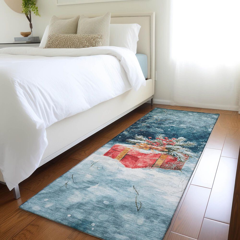 Dalyn Rug Company Wonderland WN13 2&#39;3&quot; x 7&#39;6&quot; Blue Indoor/Outdoor Runner, , large