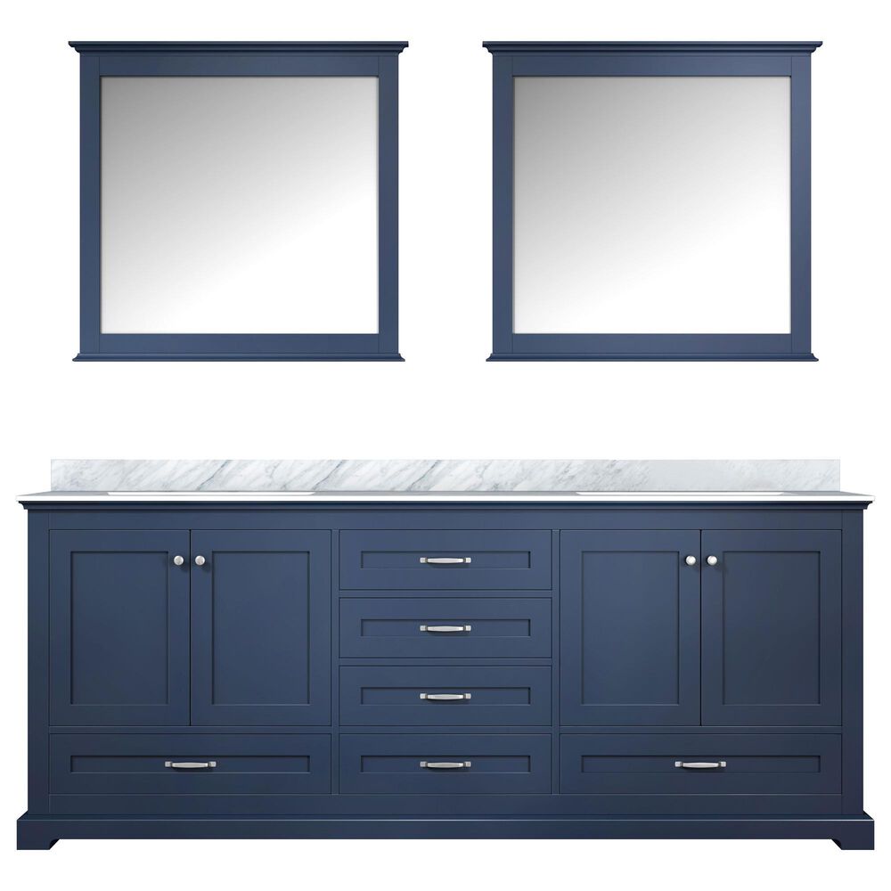 Lexora Home Dukes 80&quot; Double Bathroom Vanity in Espresso with 2 cm White Carrara Marble Top, Rectangular Sinks and 30&quot; Mirrors, , large