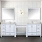 Lexora Home Coraline 102" Double Bathroom Vanity in Navy Blue with White Carrara Marble Top, Rectangular Sinks and 34" Mirrors, , large