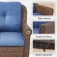 Sunwell Garden 2-Seater Patio Loveseat with Floral Armrests in Navy, , large