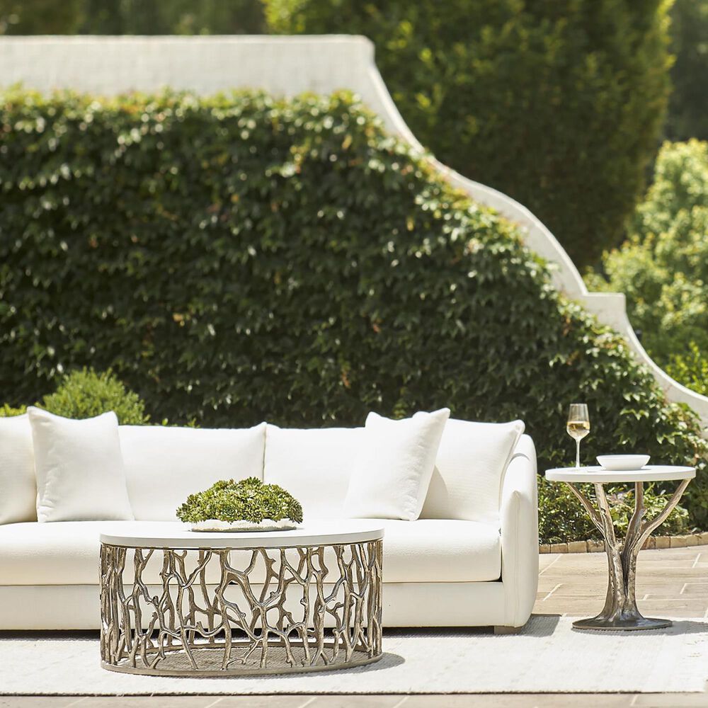 Bernhardt Cyprus End Table in Shiny Nickel and Bone - Table Only, , large