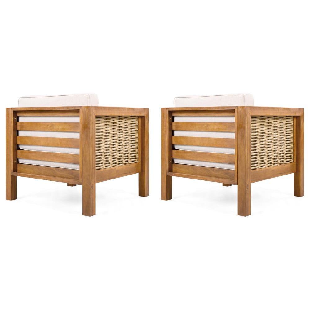Hearth and Haven Outdoor Club Chair with Teak Frame in Beige (Set of 2), , large