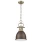 Golden Lighting Duncan 1-Light Small Pendant with Chain and Rubbed Bronze Shade in Aged Brass, , large