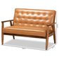 Baxton Studio Sorrento Stationary Loveseat in Tan, , large