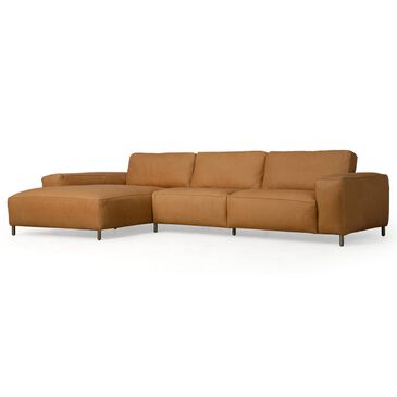 RST Brands Rumsfeld 2-Piece Leather Stationary Left Facing Sectional with Chaise in Hand Tipped Camel, , large