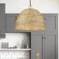 Golden Lighting Rue 8-Light Pendant in Matte Black with Woven Sweet Grass Shade, , large