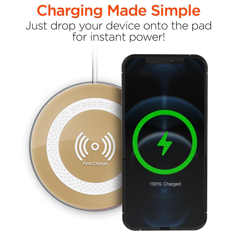 Hypercel ChargePad Pro 15W Wireless Fast Charger in Gold, , large