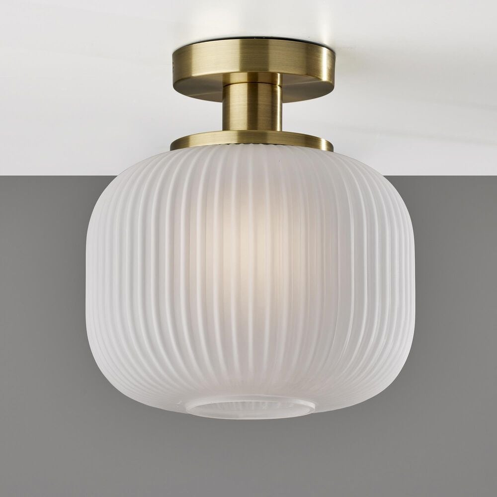 Adesso Hazel 1-Light Flush Mount in Antique Brass, , large