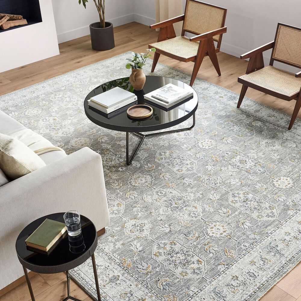 Surya Dresden Gray, White, Medium Gray, Mustard, Light Slate and Denim 7'10" x 10'2" Area Rug, , large
