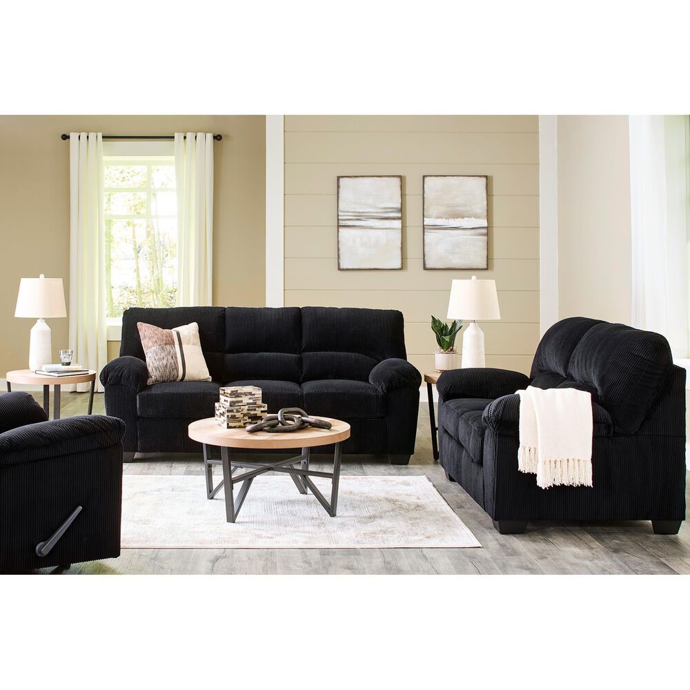 Ashley SimpleJoy Stationary Sofa in Onyx, , large