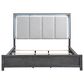 New Heritage Design Odessa Queen Upholstered Bed with Two Nightstands in Charcoal and Silver, , large