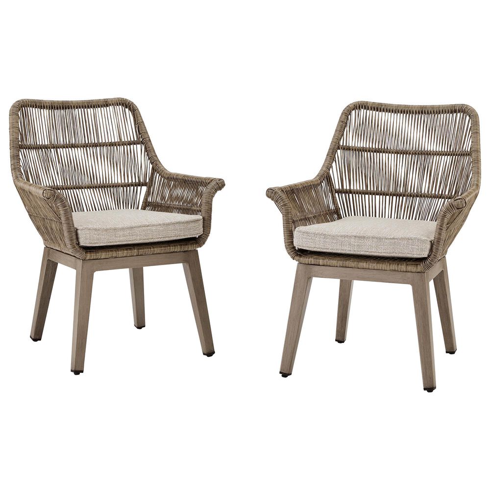 Ashley Beach Front Patio Arm Chair in Beige &#40;Set of 2&#41;, , large