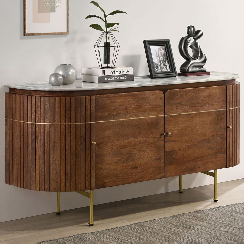 Pacific Landing Ortega 4-Door Sideboard in Natural, White and Brass, , large