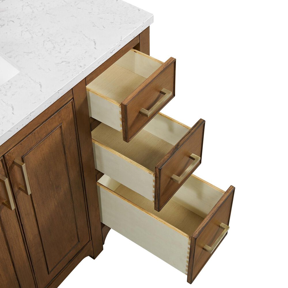37B Lucerne 48" Single Bathroom Vanity in Dark Maplewood with Marble Top and Backsplash, , large