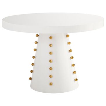 Tov Furniture Janice Round Dining Table in White - Table Only, , large