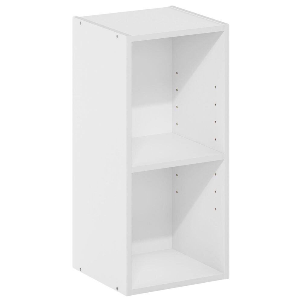 HOMLUX 2-Tier Space Saving Storage Bookcase with Adjustable Shelf in White, , large
