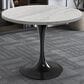 Leisuremod LeisureMod Verve Collection 36 Round Dining Table, Black Base with Laminated White Marbleized Top, , large