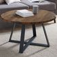 Walker Edison Metal Wrap Coffee Table in Rustic Oak and Black, , large