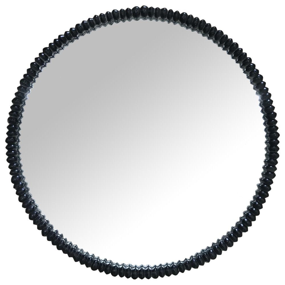 Garber Collection 36" Carved Wood Wall Mirror in Black NFM