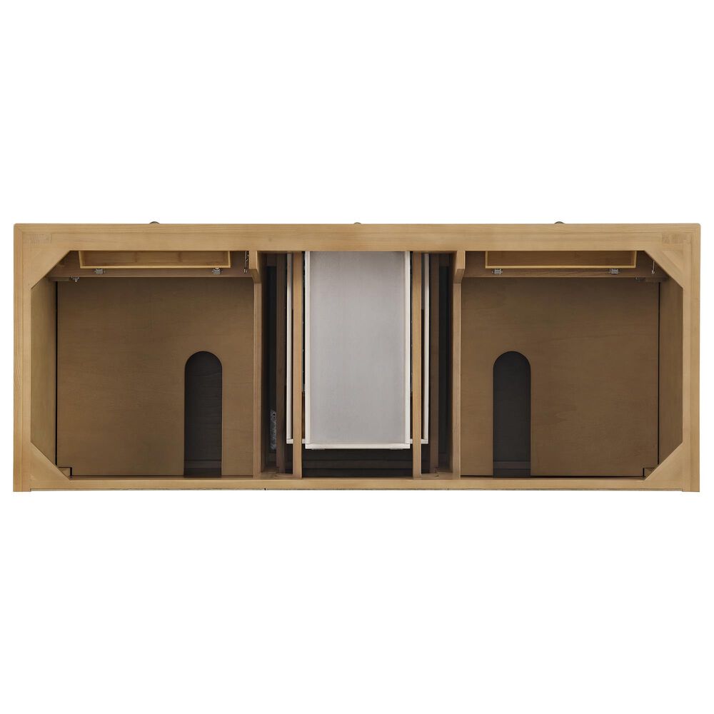 James Martin Vanities Lorelai 60" Double Bathroom Vanity in Light Natural Oak with 3 cm Eternal Jasmine Pearl Silestone Top, Rectangular Sinks and FreePower Wireless Charger, , large