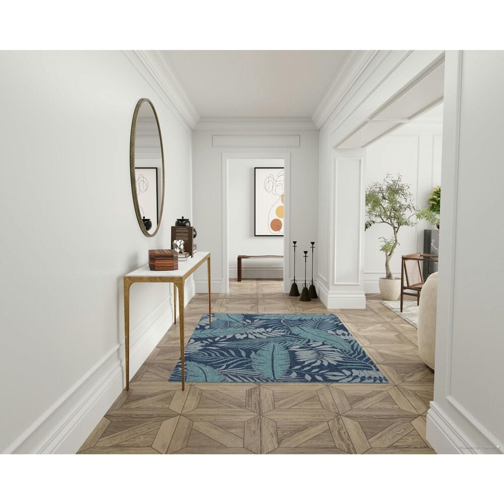 Nourison Garden Oasis GOA02 Navy 5&#39; x 7&#39; Indoor/Outdoor Area Rug, , large