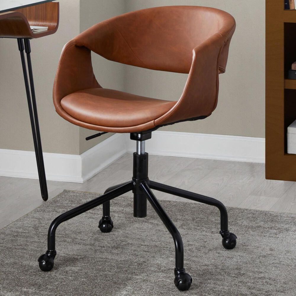 Lumisource Curvo Task Chair with Camel Cushion in Black, , large