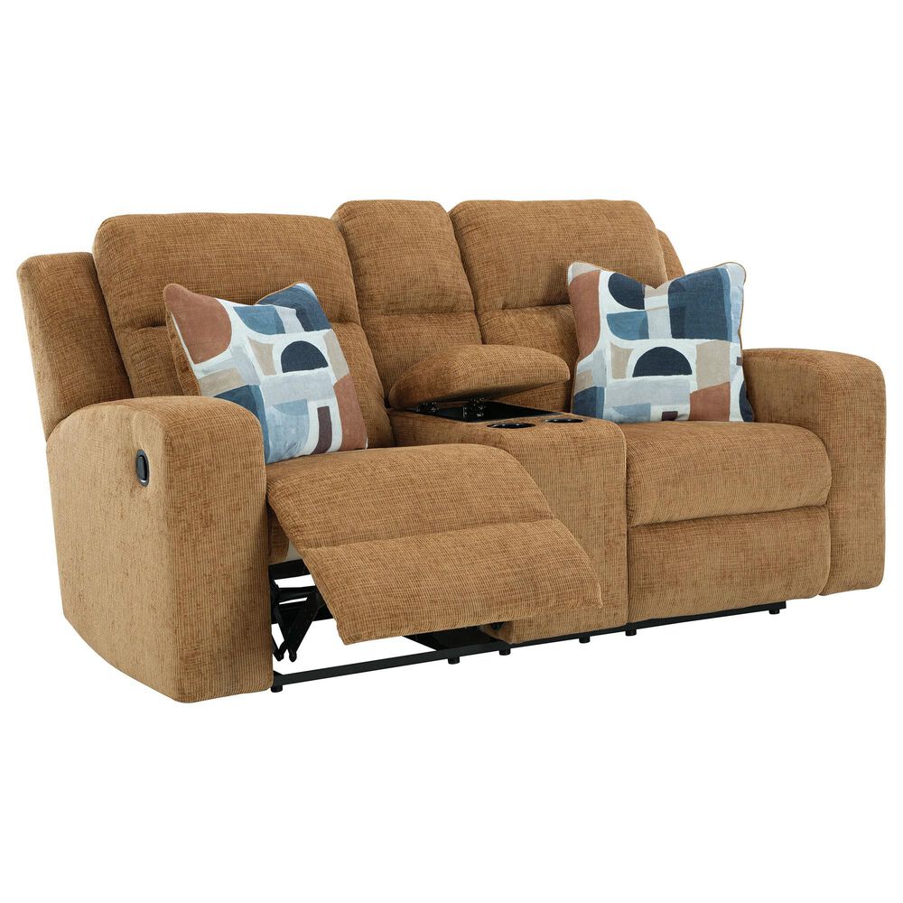 Ashley Kanlow Manual Reclining Loveseat in Honey, , large