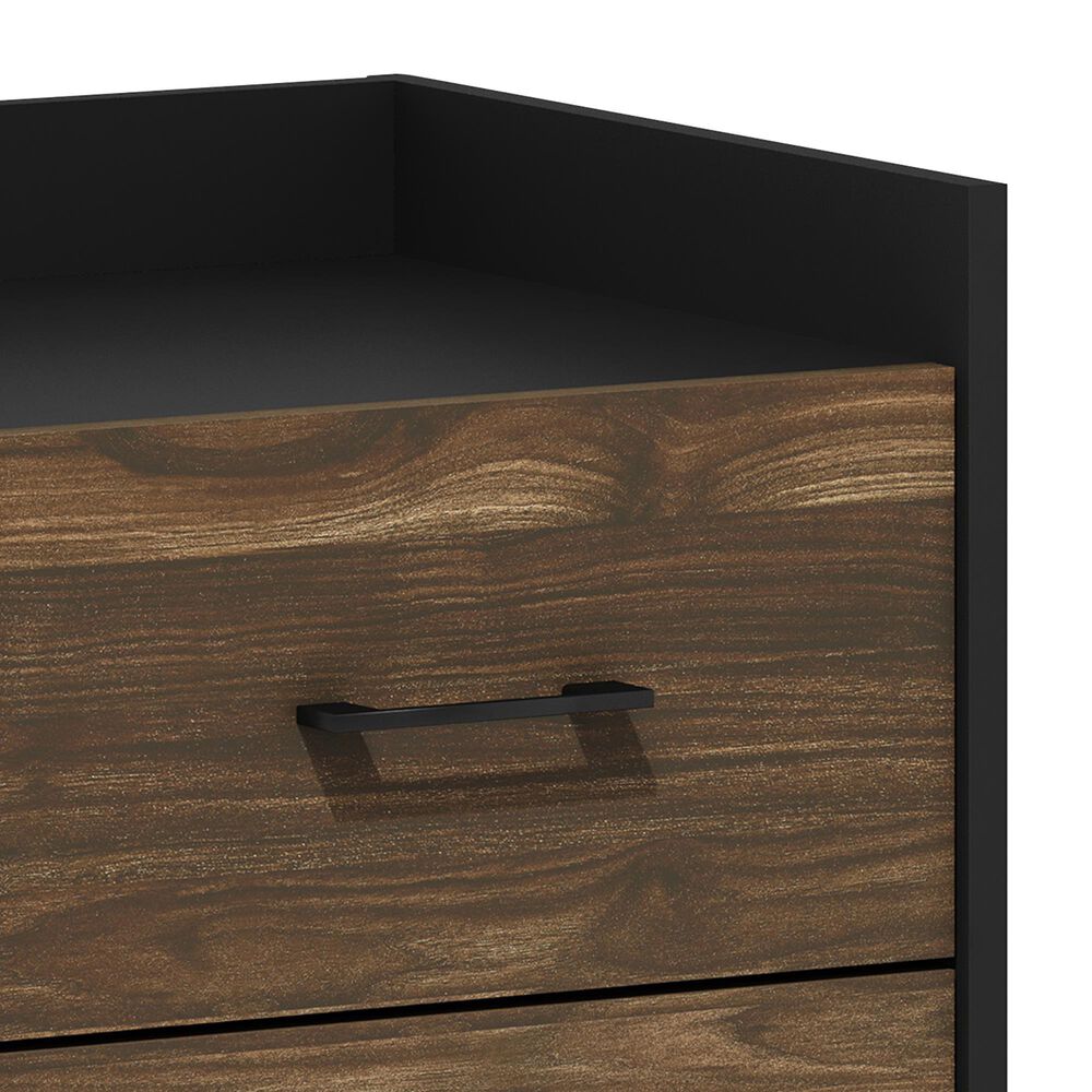 HOMLUX 2-Drawer Modern Nightstand in Columbia Walnut and Black, , large