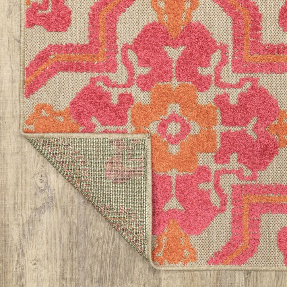 Oriental Weavers Cayman Sand and Pink 5'3" x 7'6" Indoor/Outdoor Area Rug, , large