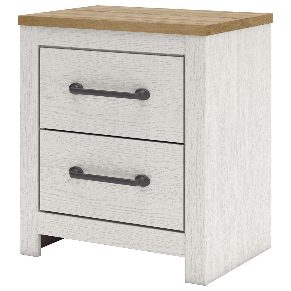 Ashley Linnocreek 2-Drawer Nightstand in White and Warm Brown, , large