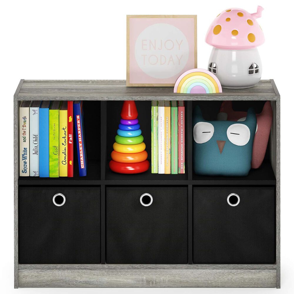 HOMLUX 6-Cube Bookshelf Bookcase with Storage Bins in French Oak, , large