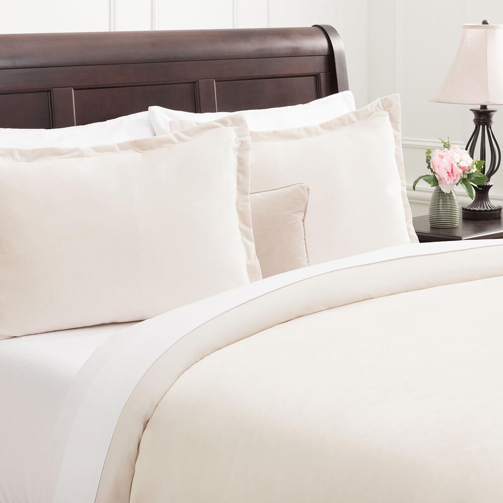 3-Piece Queen Velvet Duvet Set in Ivory, , large