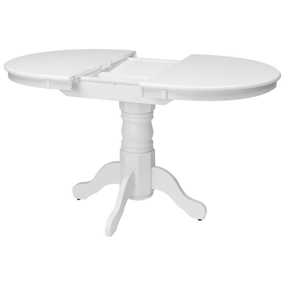 CorLiving Dillon Pedestal Dining Table with Leaf in White - Table Only, , large