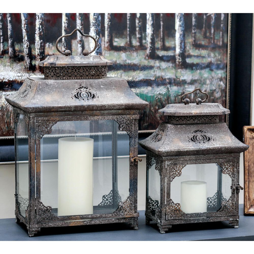 Maple and Jade Lanterns in Brown (Set of 2), , large
